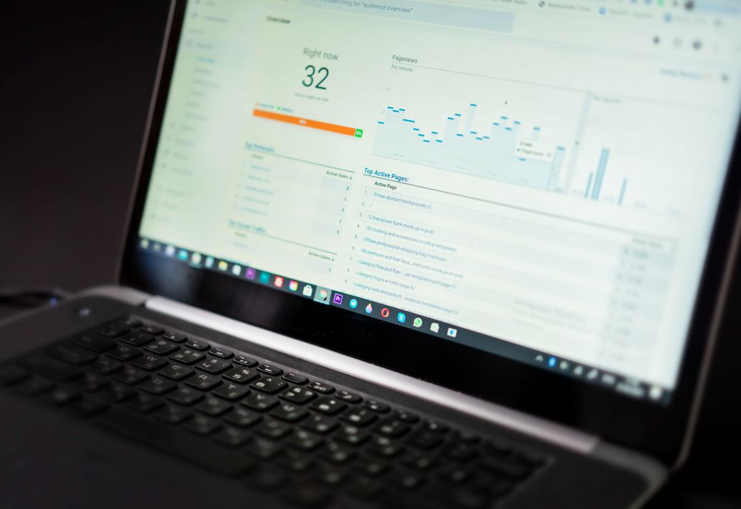 SEO analytics dashboard on a laptop screen
