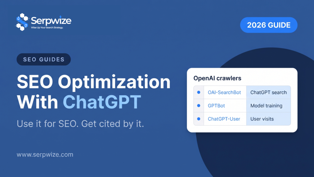 SEO optimization with ChatGPT guide banner showing what each OpenAI crawler does