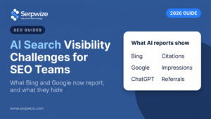 AI search visibility challenges for SEO teams banner comparing Bing, Google and ChatGPT reporting